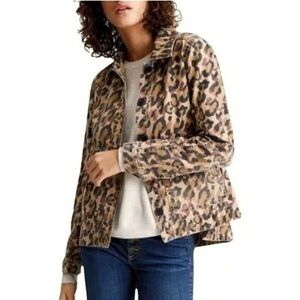 Veronica Beard Mercer Leopard Print Jacket Washed Cotton LS Button Women XS